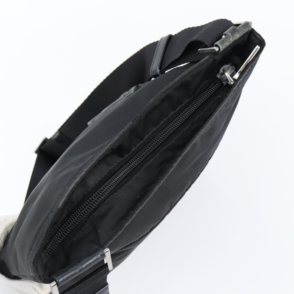 Prada Zip Messenger Bag Horizontal Quilt Tessuto, BLACK, NYLON, Shoulder bag