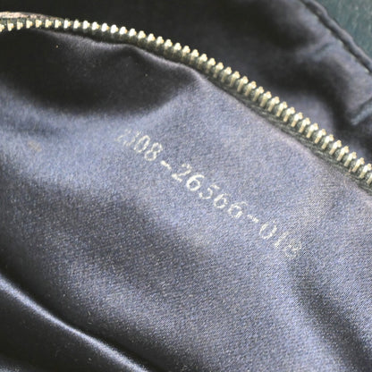 Fendi Vintage Flap Shoulder Bag Zucchino Canvas with Leather, NAVY, CANVAS, Shoulder bag