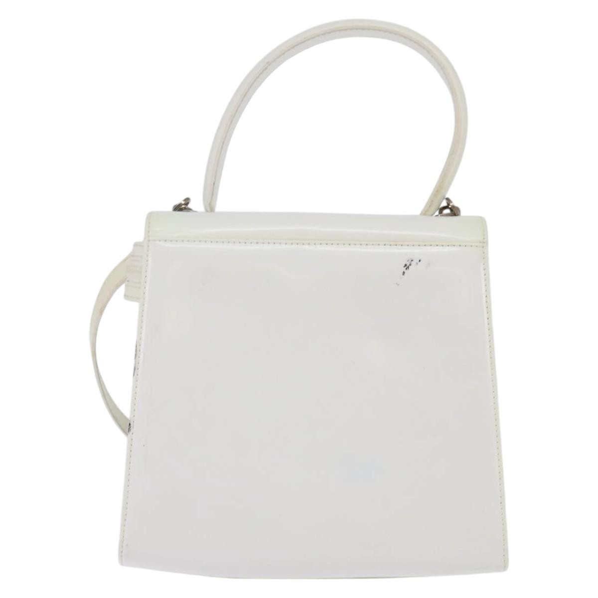 Salvatore Ferragamo Gancini handbag Patent leather, WHITE, PATENT_LEATHER, Handbag