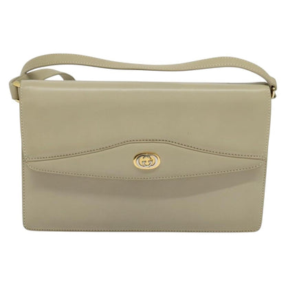 Gucci Vintage Interlocking G Flap Shoulder Bag Leather, BEIGE, LEATHER, Shoulder bag