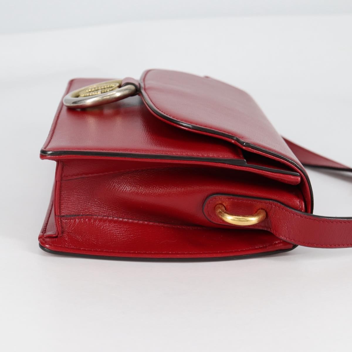 Gucci GG Ring Shoulder Bag Leather, RED, LEATHER, Shoulder bag