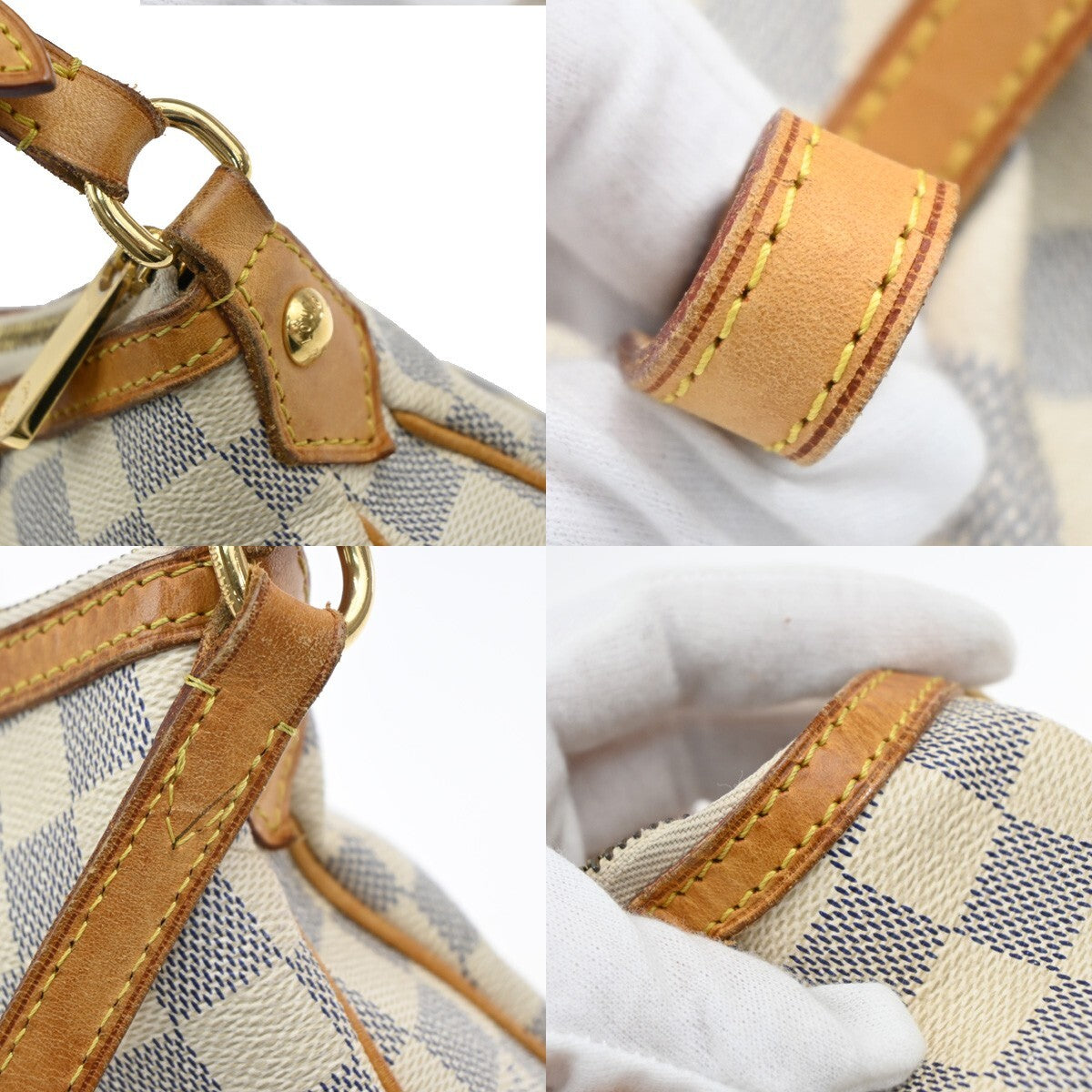 Louis Vuitton Siracusa Handbag Damier, WHITE, CANVAS, Shoulder bag