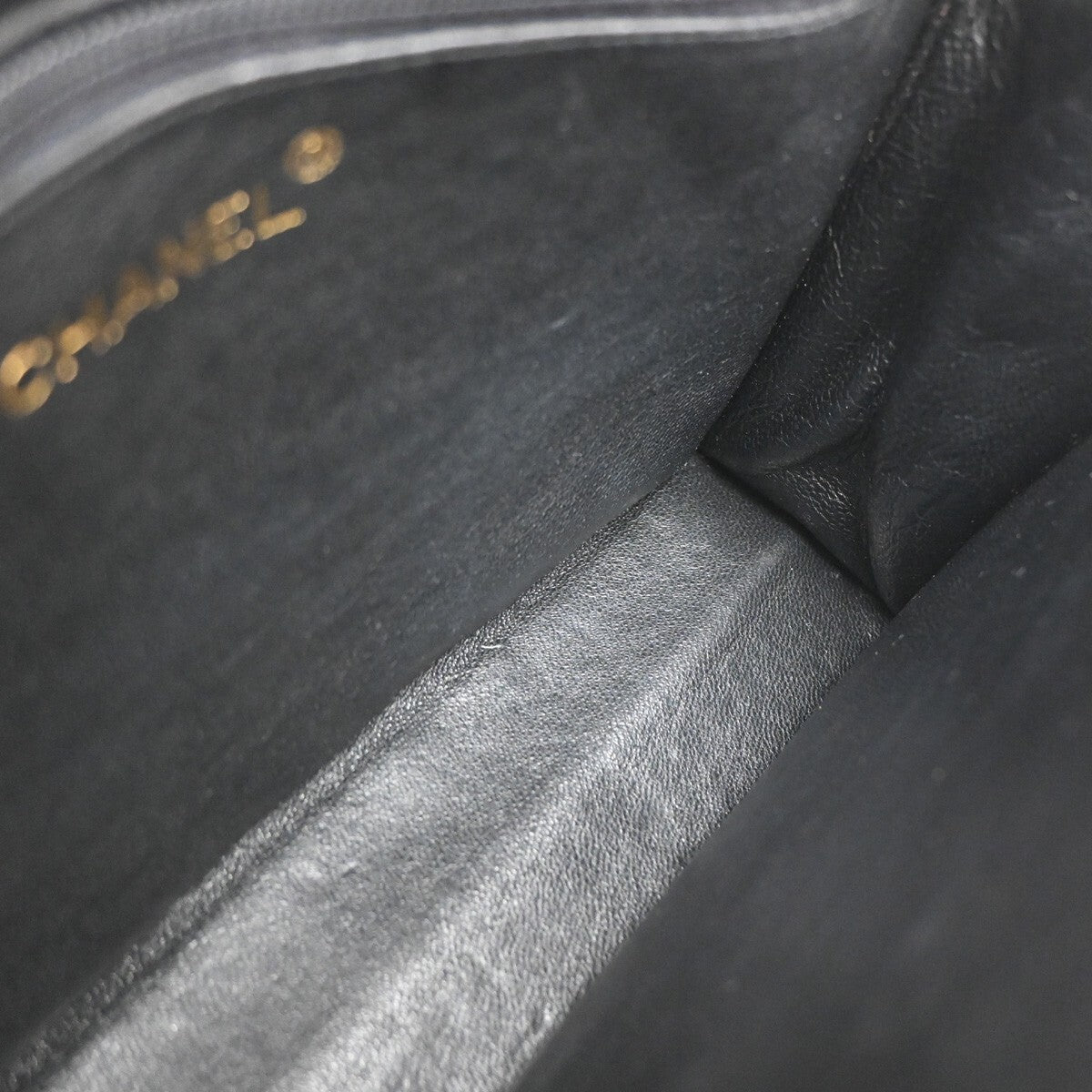 Chanel Vintage CC Chain Full Flap Bag Quilted Leather, BLACK, LEATHER, Shoulder bag