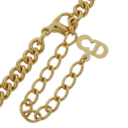 Christian Dior Logo Heart Pendant Necklace Metal with Crystal, GOLD, GOLD_PLATED, Necklace