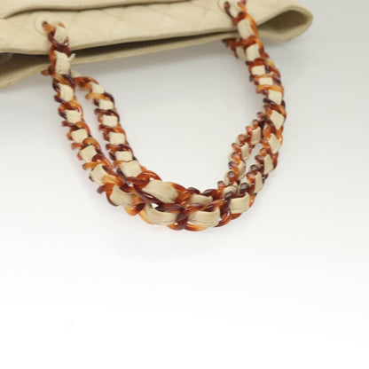 Chanel Vintage CC Front Pocket Tote Quilted Leather, BEIGE, LEATHER, Tote bag