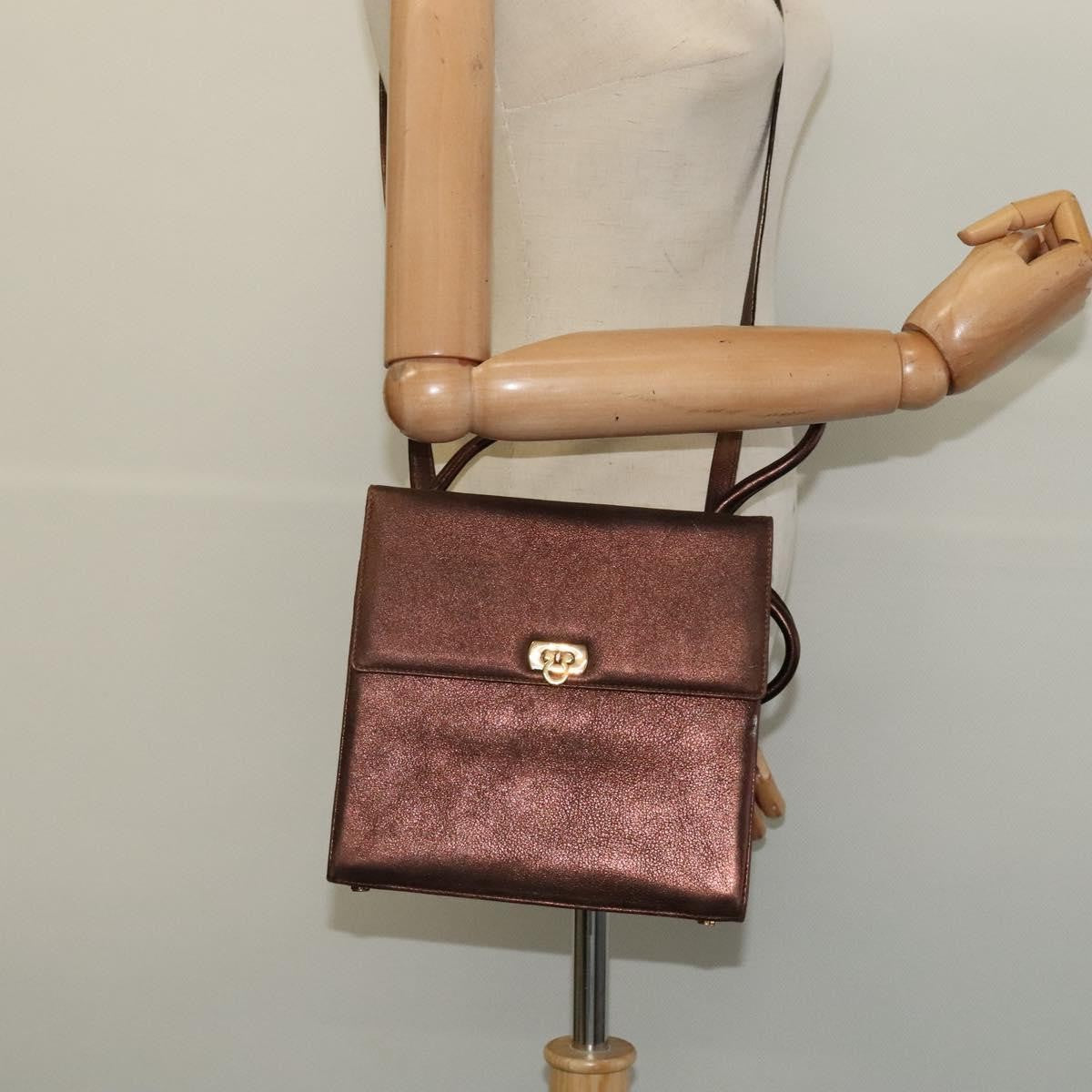 Salvatore Ferragamo Gancini Shoulder Bag Leather, BROWN, LEATHER, Shoulder bag