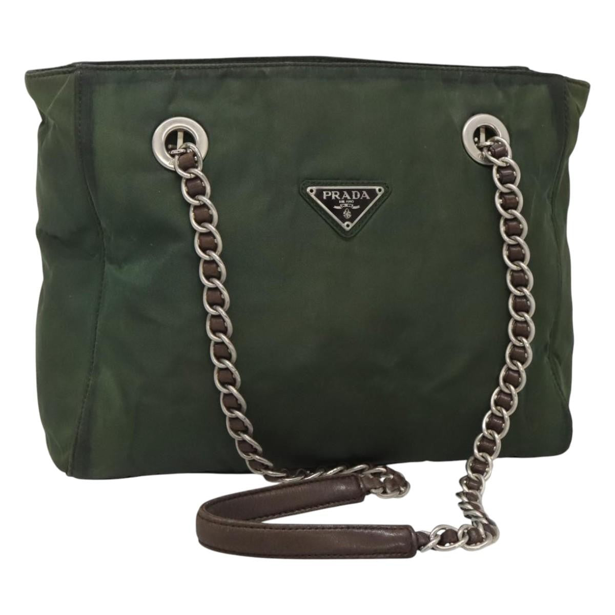 Prada Vintage Chain Tote Tessuto, GREEN, NYLON, Tote bag