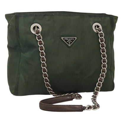 Prada Vintage Chain Tote Tessuto, GREEN, NYLON, Tote bag