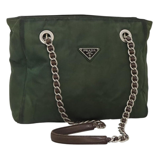 Prada Vintage Chain Tote Tessuto, GREEN, NYLON, Tote bag