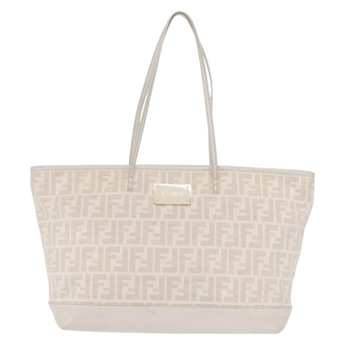 Fendi Roll Tote Zucca Canvas and Leather, BEIGE, CANVAS, Tote bag