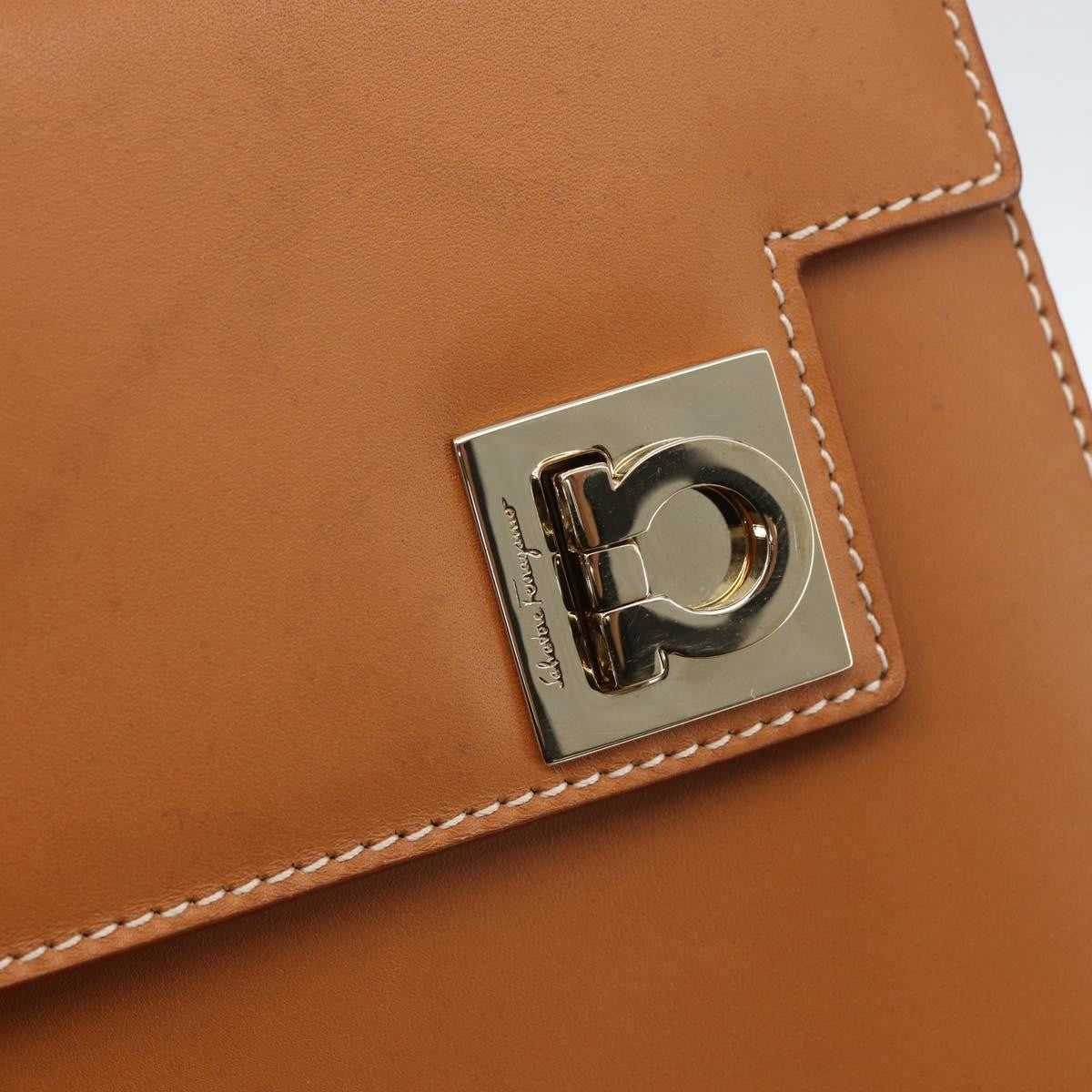 Salvatore Ferragamo Gancini handbag Leather, BROWN, LEATHER, Handbag