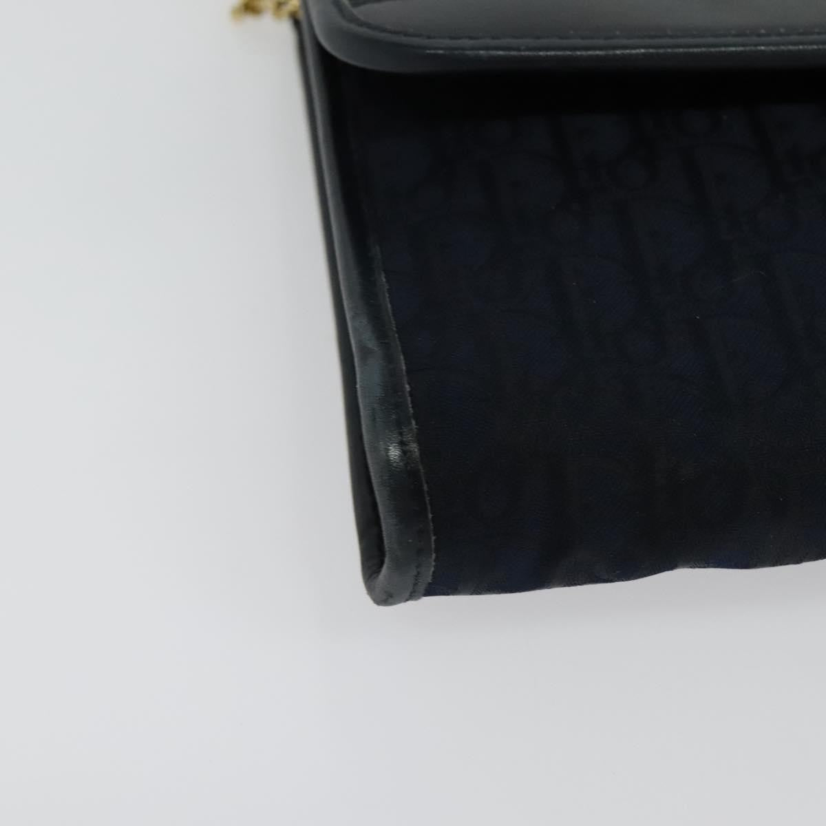 Christian Dior Vintage Chain Flap Shoulder Bag Diorissimo Canvas, NAVY, CANVAS, Shoulder bag