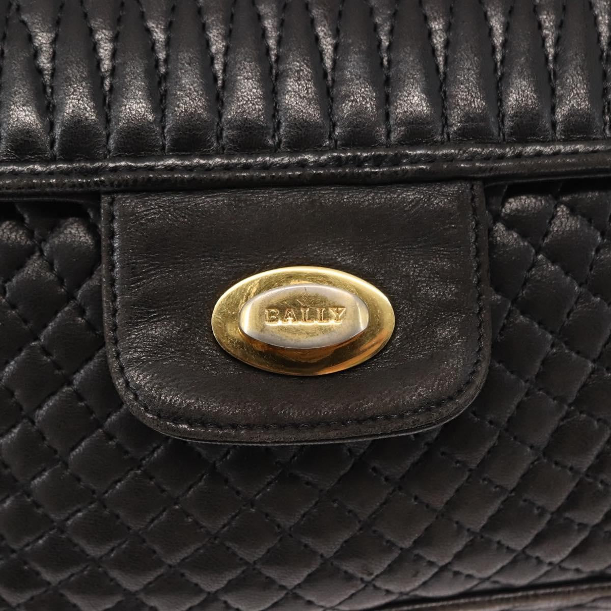 Bally Vintage Chain Shoulder Bag Quilted Leather, BLACK, LEATHER, Shoulder bag