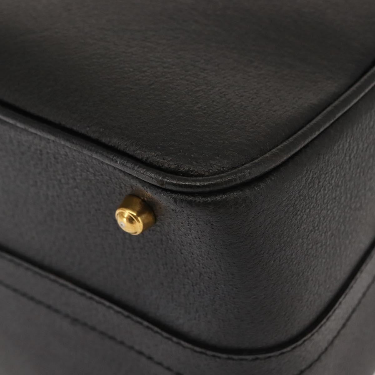 Gucci Vintage Bamboo Vanity Case Leather, NAVY, LEATHER, Handbag