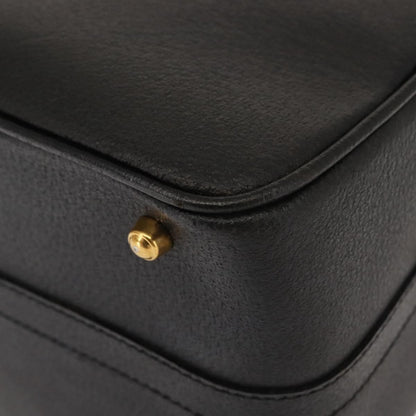 Gucci Vintage Bamboo Vanity Case Leather, NAVY, LEATHER, Handbag