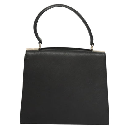 Salvatore Ferragamo Double Gancini Top Handle Bag Saffiano Leather, BLACK, LEATHER, Handbag