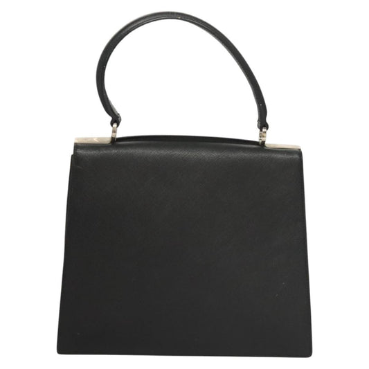 Salvatore Ferragamo Double Gancini Top Handle Bag Saffiano Leather, BLACK, LEATHER, Handbag