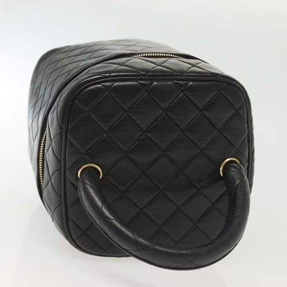 Chanel Vintage Cosmetic Case Quilted Lambskin, BLACK, LEATHER, Clutche & pouche