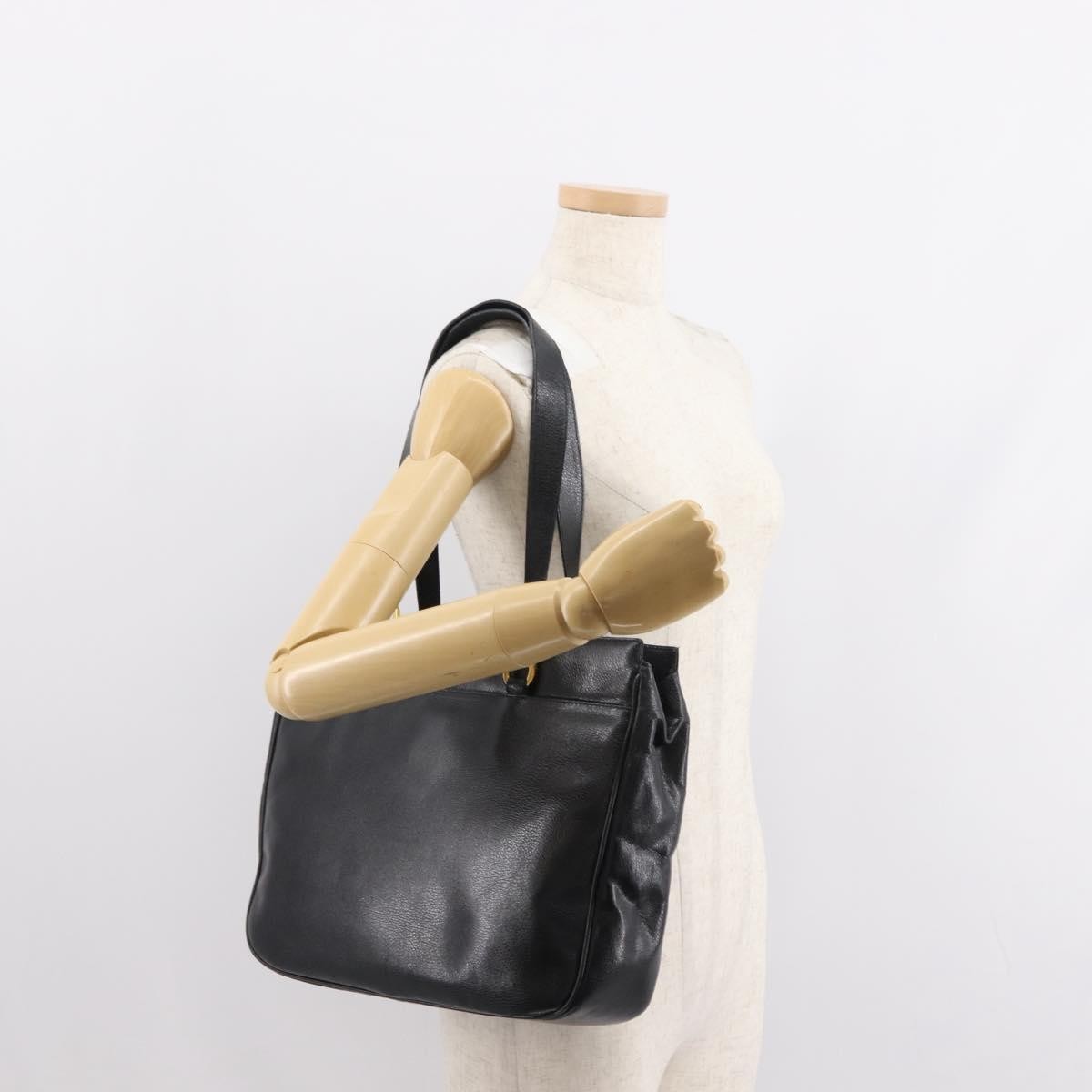 Salvatore Ferragamo Gancini Tote Leather, BLACK, LEATHER, Tote bag