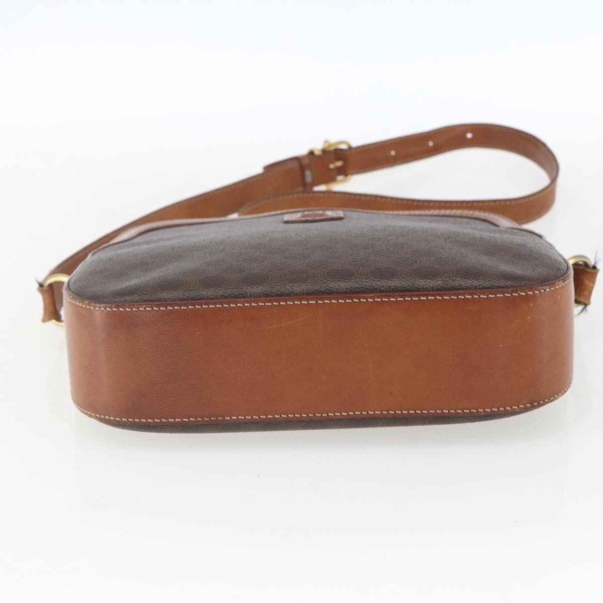 Celine Vintage Macadam Shoulder Bag Canvas and Leather, BROWN, CANVAS, Shoulder bag