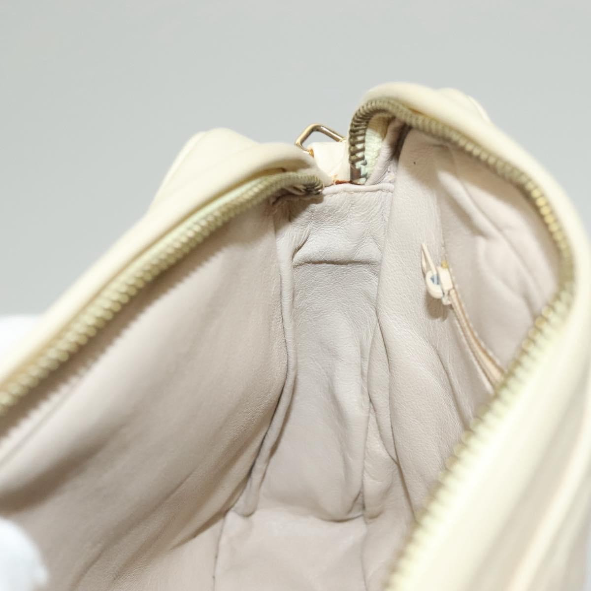 Chanel Vintage Front Pocket Camera Bag Quilted Lambskin, WHITE, LEATHER, Crossbody bag