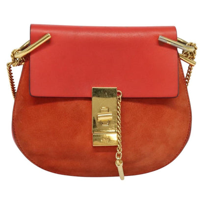 Chloe Drew Crossbody Bag Leather and Suede, RED, SUEDE, Shoulder bag