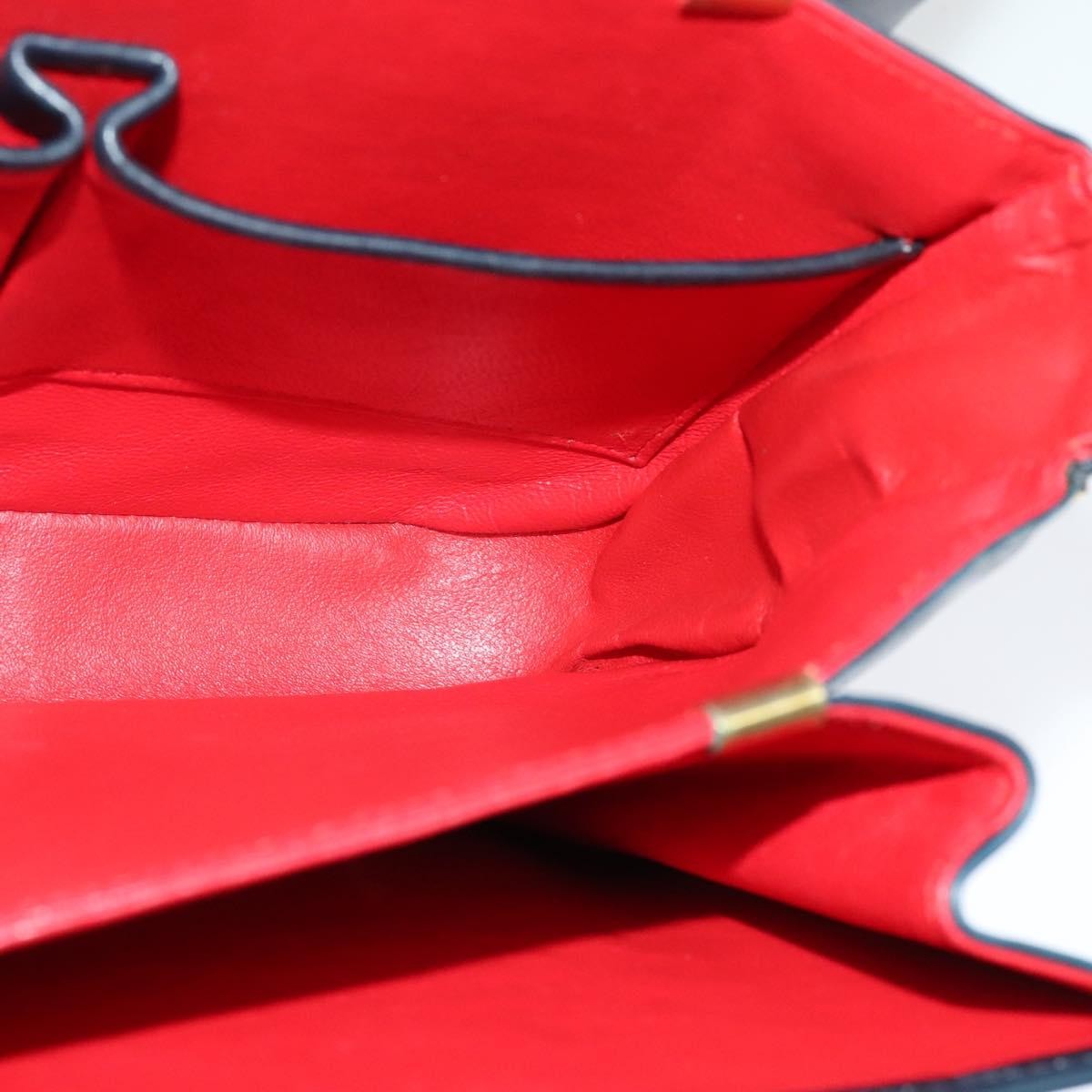 Celine Circle logo Leather, NAVY, LEATHER, Shoulder bag