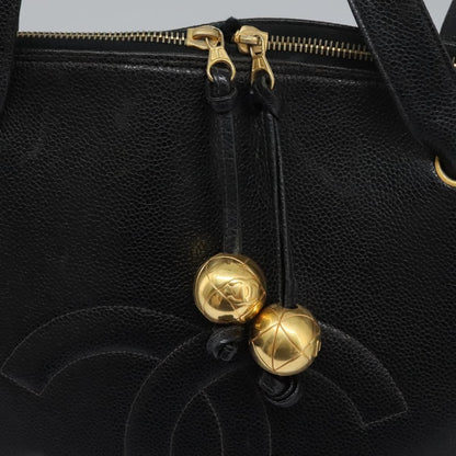 Chanel Vintage CC Dome Bag Leather, BLACK, LEATHER, Tote bag