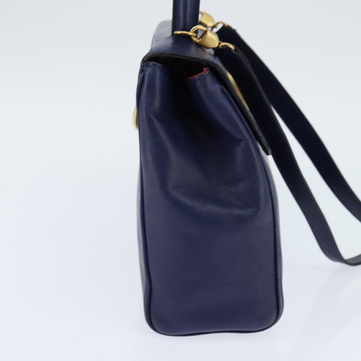 Celine Circle Logo Handbag Leather, BLUE, LEATHER, Handbag