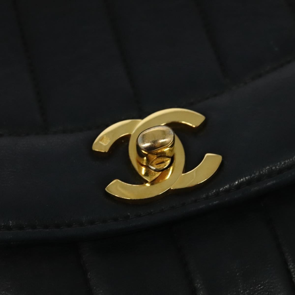 Chanel Vintage Vertical CC Flap Bag Leather, BLACK, LEATHER, Shoulder bag