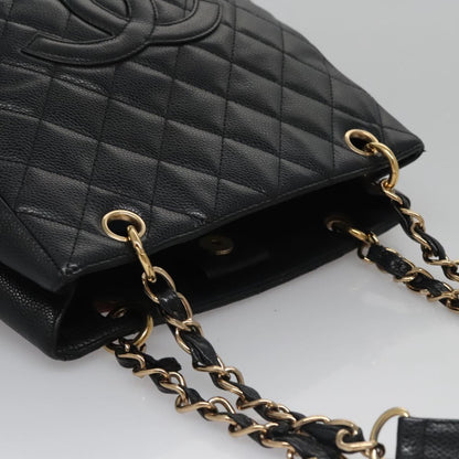 Chanel Petite Shopping Tote Quilted Caviar, BLACK, LEATHER, Tote bag
