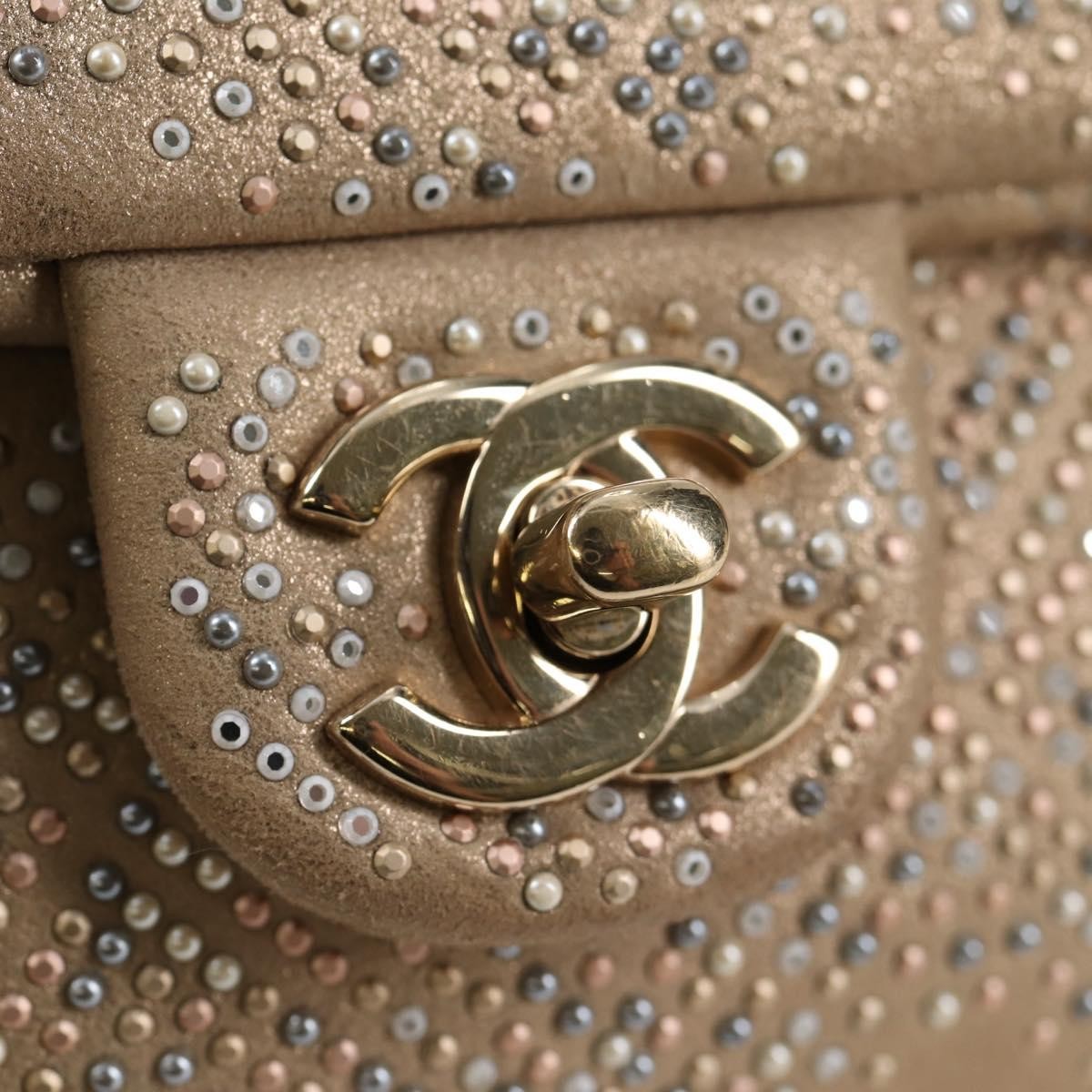 Chanel Mineral Nights Shoulder Bag Strass Embellished Leather, GOLD, LEATHER, Shoulder bag