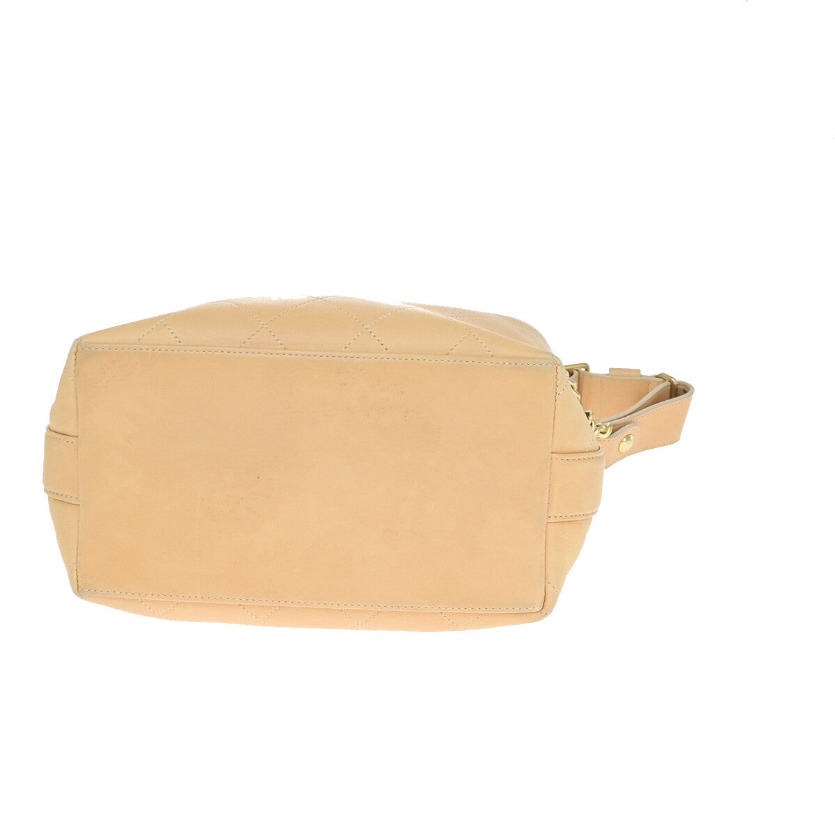 Chanel On My Shoulder Drawstring Bag Quilted Calfskin, BEIGE, LEATHER, Shoulder bag