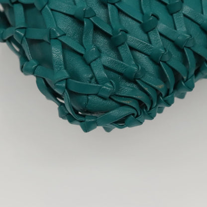 Chanel Vintage Resin Bucket Bag Woven Leather, TURQUOISE, LEATHER, Shoulder bag