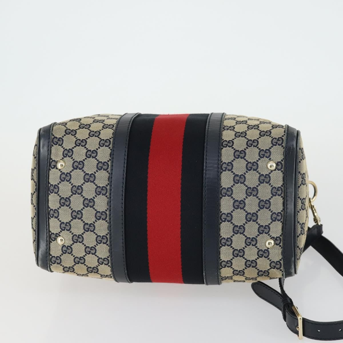 Gucci Vintage Web Boston Bag GG Canvas, NAVY, CANVAS, Handbag