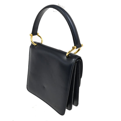 Celine Gancini Handbag Leather, NAVY, LEATHER, Handbag