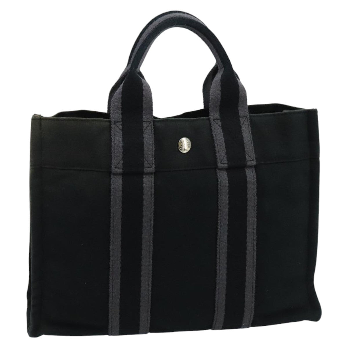 Hermes Fourre Tout Tote Canvas, BLACK, CANVAS, Tote bag