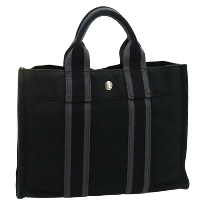 Hermes Fourre Tout Tote Canvas, BLACK, CANVAS, Tote bag