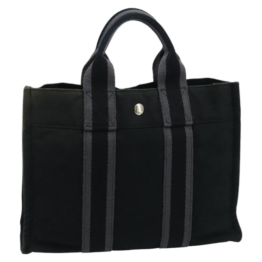 Hermes Fourre Tout Tote Canvas, BLACK, CANVAS, Tote bag