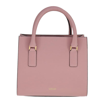 Versace Virtus Front Pocket Tote Leather, PINK, LEATHER, Tote bag