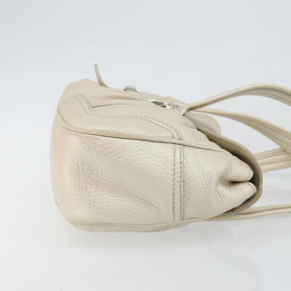 Celine Vintage Buckle Shoulder Bag Leather, WHITE, LEATHER, Shoulder bag