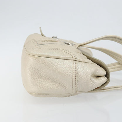 Celine Vintage Buckle Shoulder Bag Leather, WHITE, LEATHER, Shoulder bag