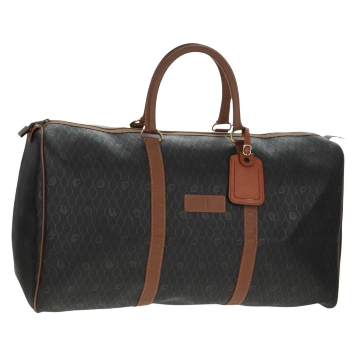 Christian Dior Vintage Honeycomb Boston bag Canvas and Leather, BLACK, CANVAS, Travel bag