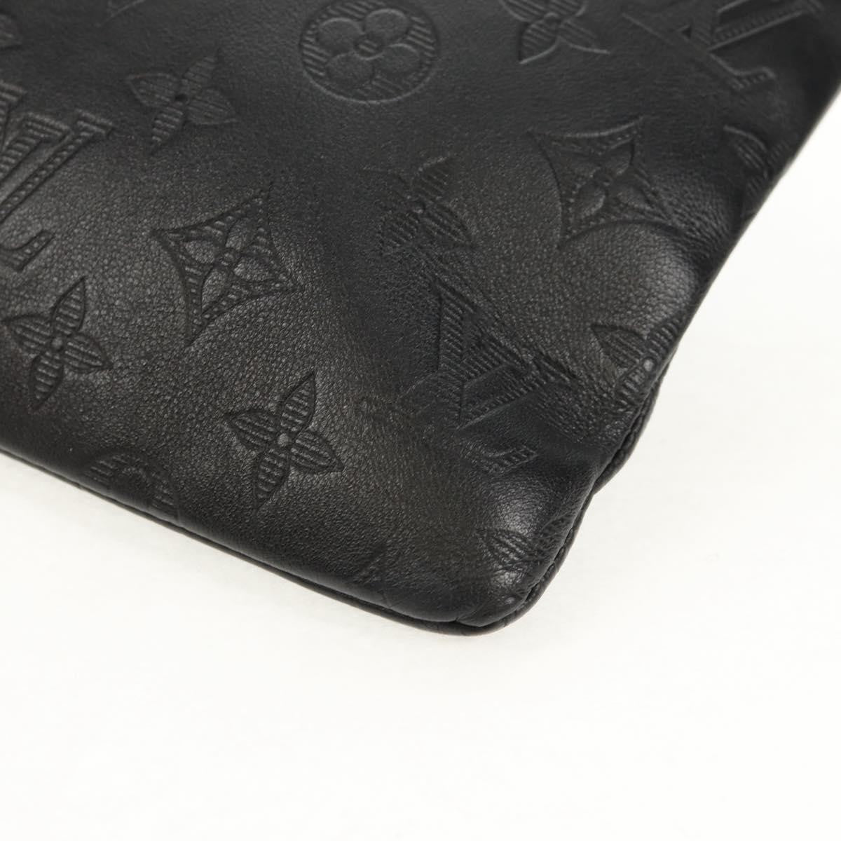 Louis Vuitton Discovery Pochette Monogram Shadow Leather, BLACK, LEATHER, Clutche & pouche