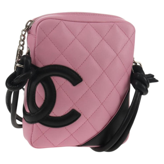 Chanel Cambon Zip Pouch Quilted Leather, PINK, LEATHER, Clutche & pouche