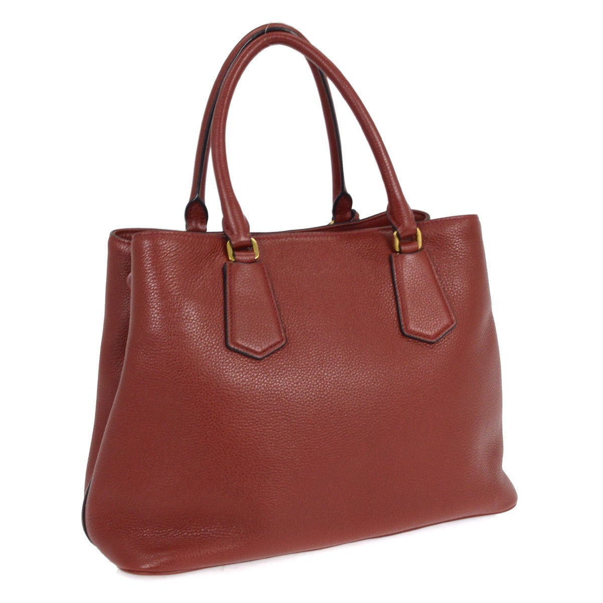 Prada Convertible Shopper Tote Vitello Daino, BURGUNDY, LEATHER, Tote bag