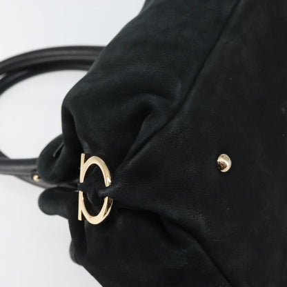 Salvatore Ferragamo Gancini Tote Suede, BLACK, SUEDE, Tote bag