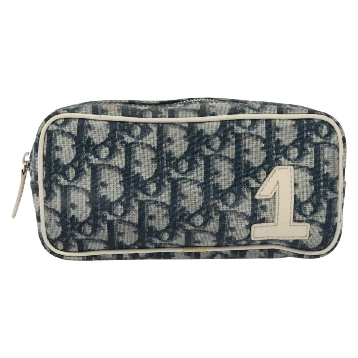 Christian Dior Vintage Trotter Pouch Diorissimo Canvas, NAVY, CANVAS, Clutche & pouche