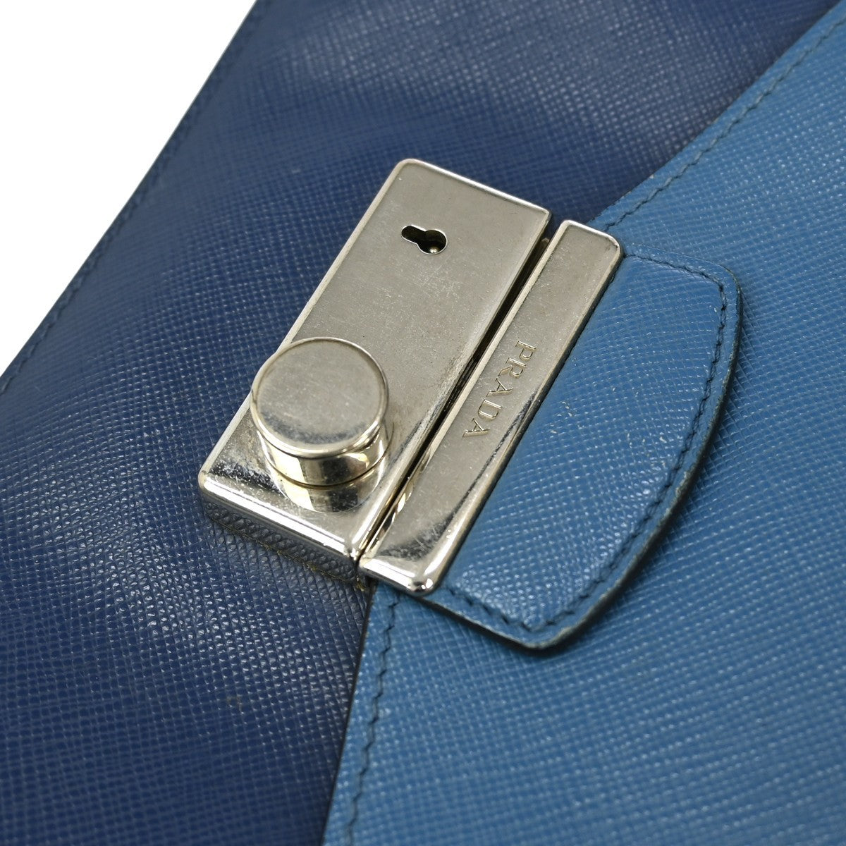 Prada Vintage Flap Shoulder Bag Leather, BLUE, LEATHER, Shoulder bag