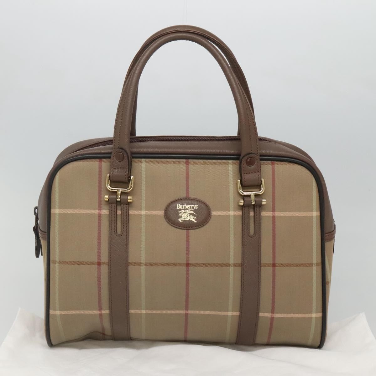 Burberry Nova Check Bowling Bag Canvas, BROWN, CANVAS, Handbag